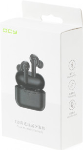 Гарнитура внутриканальные QCY T10 черный беспроводные bluetooth в ушной раковине