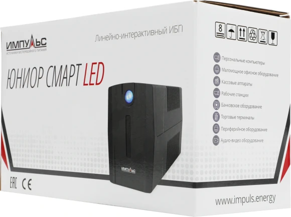 Источник бесперебойного питания Импульс Юниор Смарт 800 480Вт 800ВА черный