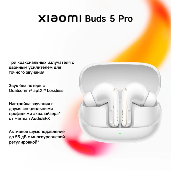 Гарнитура внутриканальные Xiaomi Buds 5 Pro BT белый беспроводные bluetooth в ушной раковине (BHR9642GL) Гарнитура внутриканальные Xiaomi Buds 5 Pro BT белый беспроводные bluetooth в ушной раковине (BHR9642GL)