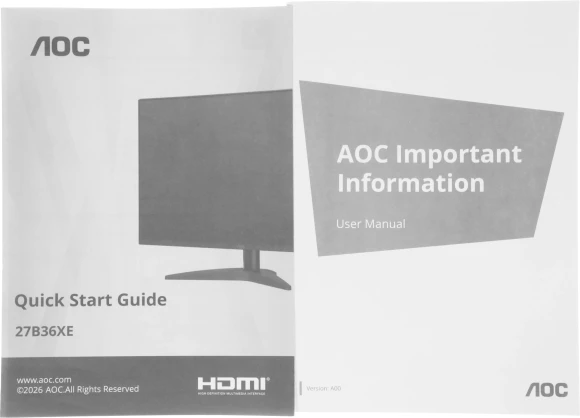 Монитор AOC 27" 27B36XE черный IPS LED 16:9 HDMI матовая 300cd 178гр/178гр 1920x1080 144Hz VGA FHD 3.06кг