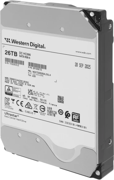 Жесткий диск WD SATA-III 26TB 0F65672 WUH722626ALE6L4 Server Ultrastar DC HC590 4KN (7200rpm) 512Mb 3.5" Жесткий диск WD SATA-III 26TB 0F65672 WUH722626ALE6L4 Server Ultrastar DC HC590 4KN (7200rpm) 512Mb 3.5"