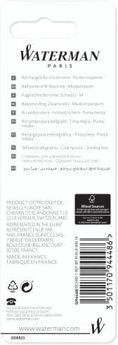 Стержень шариковый Waterman Standard Maxima (S0944480) M 1мм черные чернила блистер