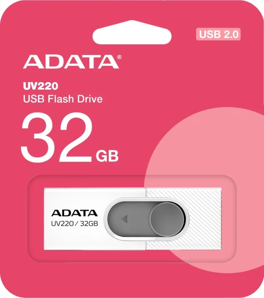 Флеш Диск A-Data 32Gb UV220 AUV220-32G-RWHGY USB2.0 белый/серый Флеш Диск A-Data 32Gb UV220 AUV220-32G-RWHGY USB2.0 белый/серый