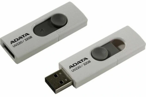 Флеш Диск A-Data 32Gb UV220 AUV220-32G-RWHGY USB2.0 белый/серый Флеш Диск A-Data 32Gb UV220 AUV220-32G-RWHGY USB2.0 белый/серый