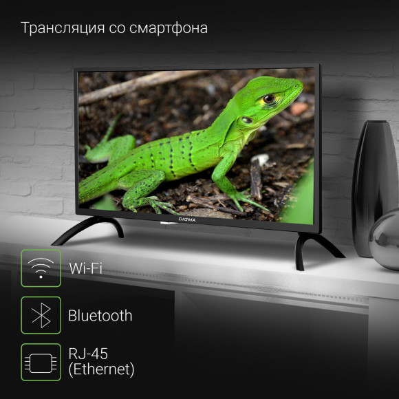 Телевизор LED Digma 24" DM-LED24SBB31 Яндекс.ТВ черный HD 60Hz DVB-T DVB-T2 DVB-C DVB-S DVB-S2 USB WiFi Smart TV