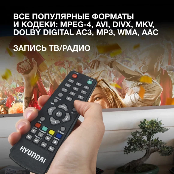 Ресивер DVB-T2 Hyundai H-DVB460 черный Ресивер DVB-T2 Hyundai H-DVB460 черный
