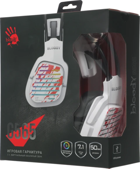 Наушники с микрофоном A4Tech Bloody G565 белый/рисунок 0.2м мониторные оголовье (G565 ENERGY WHITE)