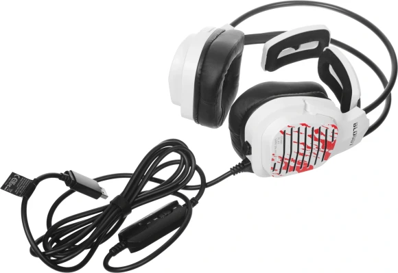 Наушники с микрофоном A4Tech Bloody G565 белый/рисунок 0.2м мониторные оголовье (G565 ENERGY WHITE)