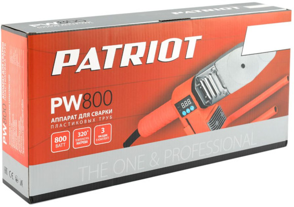 Сварочный аппарат для пластиковых труб Patriot PW 800 0.8кВт Тмакс.:320 парн.насад. (кейс в компл.)