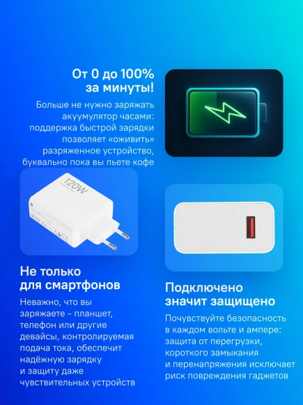 Сетевое зар./устр. Xiaomi 120W HyperCharge Combo (Type-A) EU 120W 6A (PD+QC) USB универсальное белый (BHR9462EU) Сетевое зар./устр. Xiaomi 120W HyperCharge Combo (Type-A) EU 120W 6A (PD+QC) USB универсальное белый (BHR9462EU)