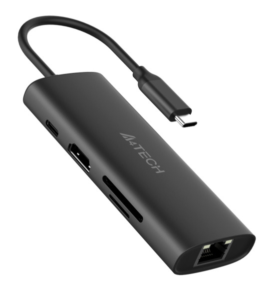 Разветвитель USB-C A4Tech DST-80C 2порт. серый Разветвитель USB-C A4Tech DST-80C 2порт. серый