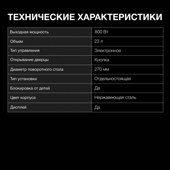 Микроволновая Печь Hyundai HYM-D3009 23л. 800Вт черный