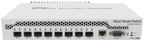 Коммутатор MikroTik CRS309-1G-8S+IN 1x1Гбит/с 8SFP+ 1PoE управляемый
