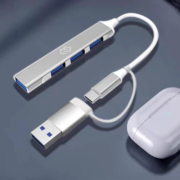 Разветвитель USB-C + USB-A Digma DHUB-4USB-AC-3.0 4порт. серебристый