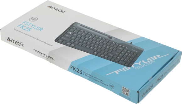 Клавиатура A4Tech FK25 черный/серый USB slim (FK25 BLACK) кабель 1.5м