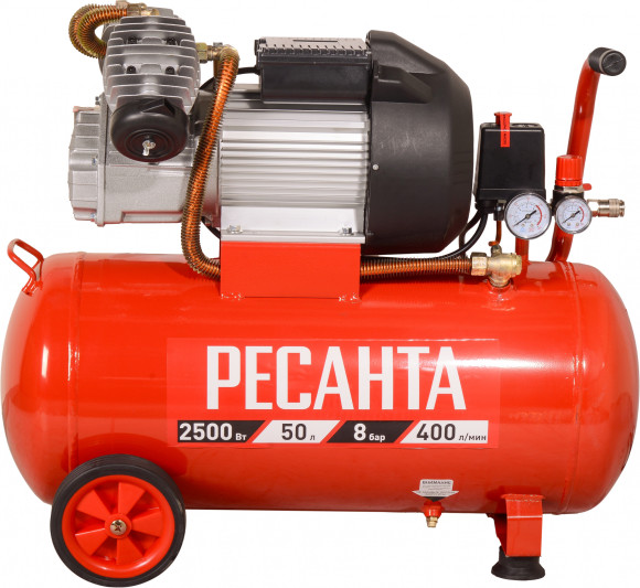 Компрессор поршневой Ресанта КП-50/400М масляный 400л/мин 50л 2500Вт красный/черный