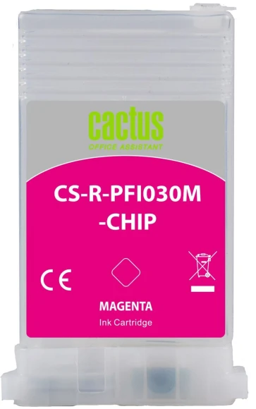 Картридж перезаправляемый струйный Cactus CS-R-PFI030M-CHIP пурпурный (55мл) для Canon imagePrograf TA-20/30/TM-240/340 с чипом