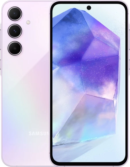 Смартфон Samsung SM-A556E Galaxy A55 5G 128Gb 8Gb лаванда моноблок 3G 4G 2Sim 6.6" 1080x2340 Android 14 50Mpix 802.11 a/b/g/n/ac/ax NFC GPS GSM900/1800 GSM1900 Protect microSD max1024Gb