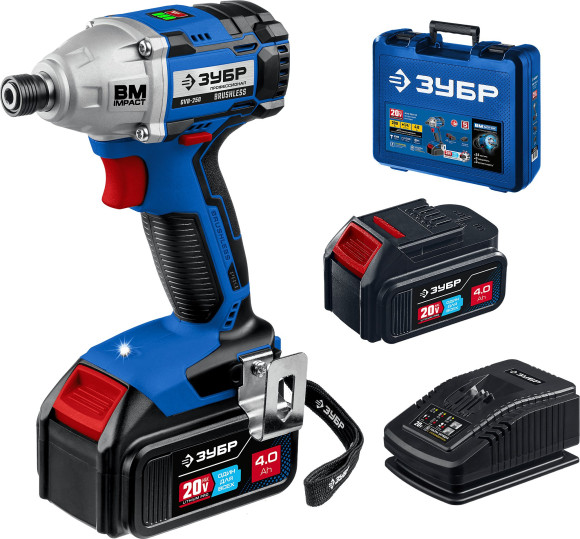 Гайковерт Зубр GB-250-42 аккум. патрон:квад.1/2" (кейс в комплекте)