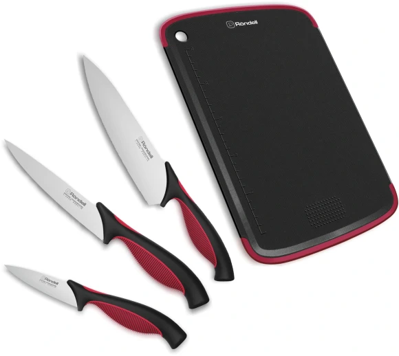 Набор ножей кухон. Rondell Arsenale RD-1891 компл.:4предм. разд.дос. черный/бордовый блистер