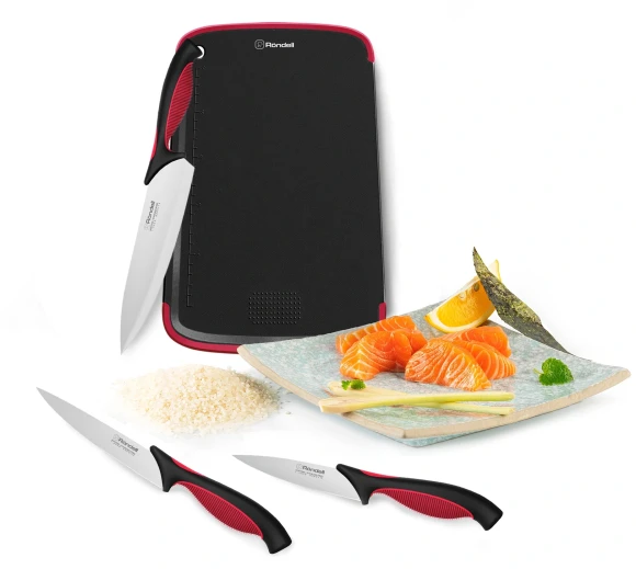 Набор ножей кухон. Rondell Arsenale RD-1891 компл.:4предм. разд.дос. черный/бордовый блистер