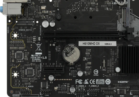 Материнская плата Biostar H610MHD D5 Soc-1700 Intel H610 2xDDR5 mATX AC`97 8ch(7.1) GbLAN+DVI+HDMI