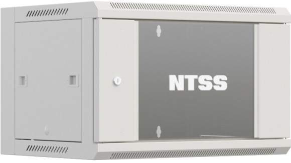 Шкаф коммутационный NTSS Премиум (NTSS-W18U6060GS) настенный 18U 600x600мм пер.дв.стекл 60кг серый 515мм 34кг 220град. 900мм IP20 сталь