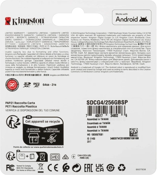 Флеш карта microSDXC 256GB Kingston SDCG4/256GBSP Canvas Go! Plus V10 A2 w/o adapter