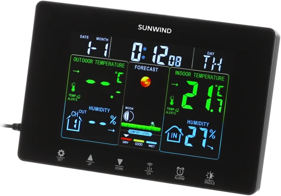 Погодная станция SunWind SW-WSH160-COLOR черный