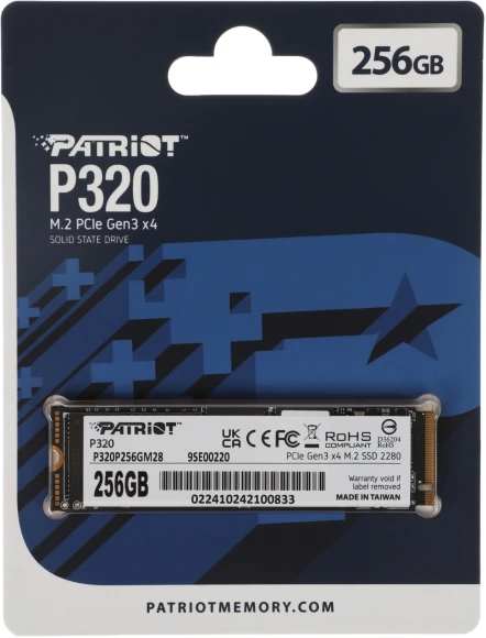 Накопитель SSD Patriot PCIe 3.0 x4 256GB P320P256GM28 P320 M.2 2280