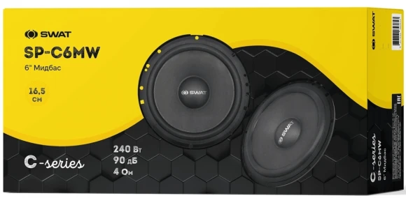 Колонки автомобильные Swat SP-C6MW (без решетки) 240Вт 90дБ 4Ом 16.5см (6 1/2дюйм) (ком.:1кол.) коаксиальные однополосные