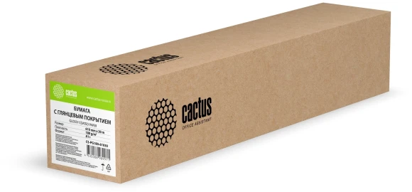 Бумага Cactus CS-PG180-61030 24"(A1) 610мм-30м/180г/м2/белый глянцевое для струйной печати втулка:50.8мм (2")