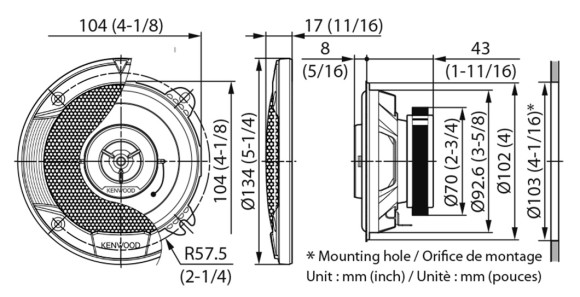 Колонки автомобильные Kenwood KFC-S1066 220Вт 88дБ 4Ом 10см (4дюйм) (ком.:2кол.) коаксиальные двухполосные Колонки автомобильные Kenwood KFC-S1066 220Вт 88дБ 4Ом 10см (4дюйм) (ком.:2кол.) коаксиальные двухполосные