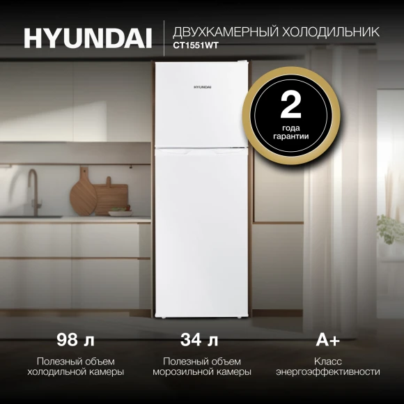 Холодильник Hyundai CT1551WT 2-хкамерн. белый Холодильник Hyundai CT1551WT 2-хкамерн. белый