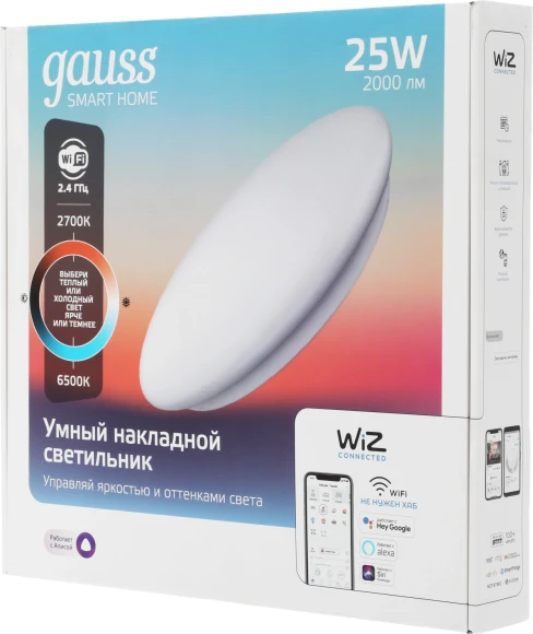 Умный светильник Gauss IoT Smart Home настенно-потолочный белый (2050112) Умный светильник Gauss IoT Smart Home настенно-потолочный белый (2050112)
