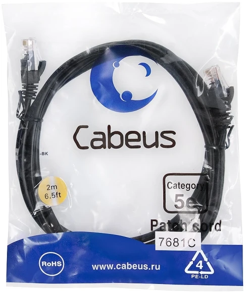 Патч-корд Cabeus PC-UTP-RJ45-CAT.5E-5M-BK-LSZH U/UTP RJ-45 вил.-вилка RJ-45 кат.5E 5м черный LSZH Патч-корд Cabeus PC-UTP-RJ45-CAT.5E-5M-BK-LSZH U/UTP RJ-45 вил.-вилка RJ-45 кат.5E 5м черный LSZH