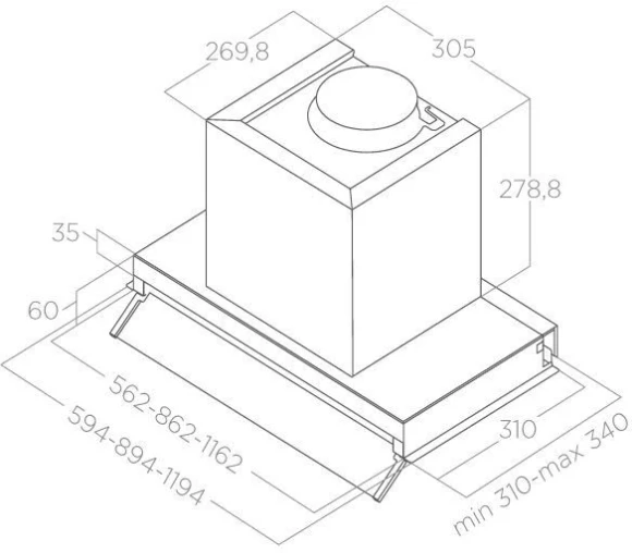 Вытяжка встраиваемая Elica FOLD BL MAT/A/72 черный управление: кнопочное (1 мотор)
