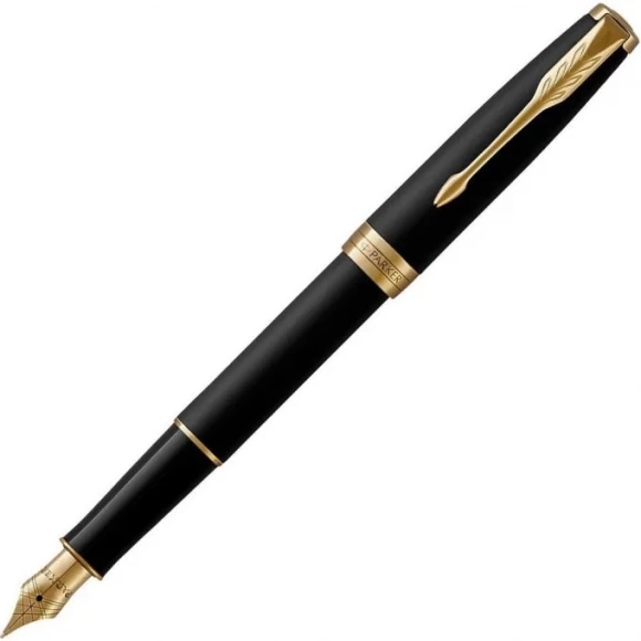 Ручка перьев. Parker Sonnet Core F528 (1931516) Matte Black GT F сталь нержавеющая подар.кор.