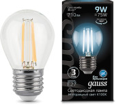 Лампа филам. Gauss 9Вт цок.:E14 свеча 220B св.свеч.бел.теп. C37 (упак.:10шт) (103801109) Лампа филам. Gauss 9Вт цок.:E14 свеча 220B св.свеч.бел.теп. C37 (упак.:10шт) (103801109)
