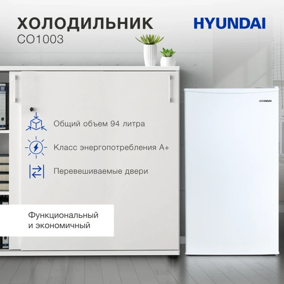 Холодильник Hyundai CO1003 1-нокамерн. белый Холодильник Hyundai CO1003 1-нокамерн. белый