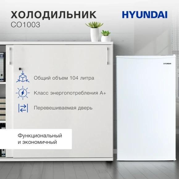 Холодильник Hyundai CO1003 1-нокамерн. белый Холодильник Hyundai CO1003 1-нокамерн. белый
