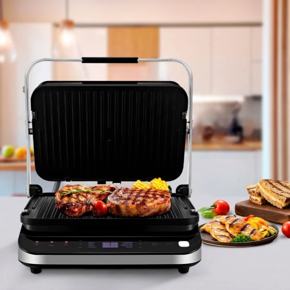 Электрогриль Kitfort КТ-1682 2000Вт черный/серебристый Электрогриль Kitfort КТ-1682 2000Вт черный/серебристый