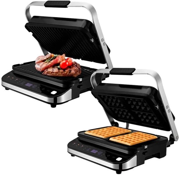 Электрогриль Kitfort КТ-1682 2000Вт черный/серебристый Электрогриль Kitfort КТ-1682 2000Вт черный/серебристый