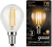 Лампа светодиодная Gauss Black 6.5Вт цок.:E14 свеча 220B св.свеч.бел.теп. C37 (упак.:10шт) (103101107)