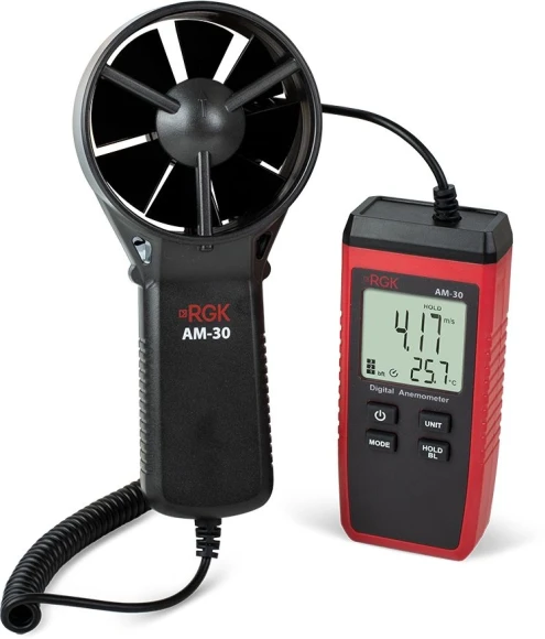 Термоанемометр RGK AM-30 портативный крыльчатый красный/черный (776332) Термоанемометр RGK AM-30 портативный крыльчатый красный/черный (776332)