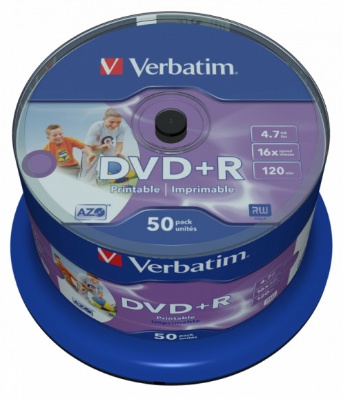 Диск DVD+R Verbatim 4.7Gb 16x Cake Box (50шт) Printable (43512) Диск DVD+R Verbatim 4.7Gb 16x Cake Box (50шт) Printable (43512)
