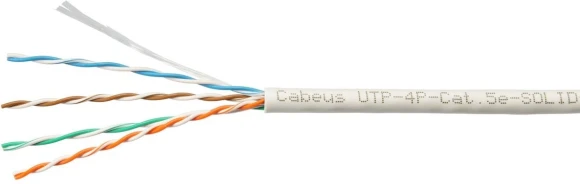 Кабель информационный Cabeus UTP-2P-CAT.5E-SOLID-GY кат.5E U/UTP 2 пары PVC внутренний 305м серый