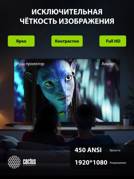 Проектор Cactus CS-PRM.04B.WUXGA-A LCD 6400Lm LS 400Lm ANSI (1920x1080) 2000:1 ресурс лампы:50000часов 2xUSB typeA 3xHDMI 2.5кг