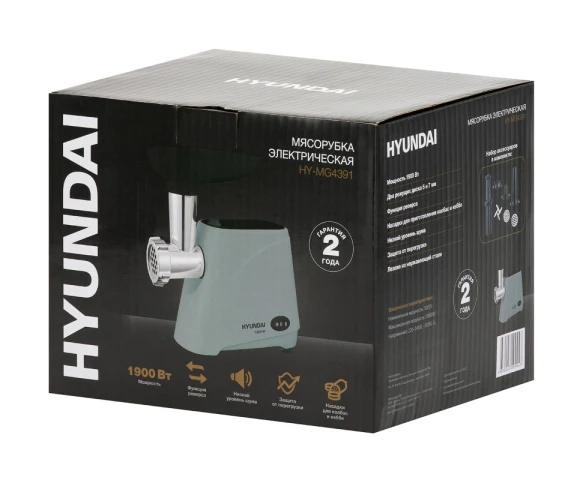 Мясорубка Hyundai HY-MG4391 1900Вт серый/черный Мясорубка Hyundai HY-MG4391 1900Вт серый/черный