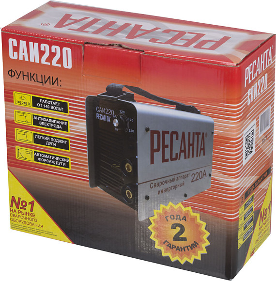 Сварочный аппарат Ресанта САИ-220 инвертор ММА DC 7.8кВт